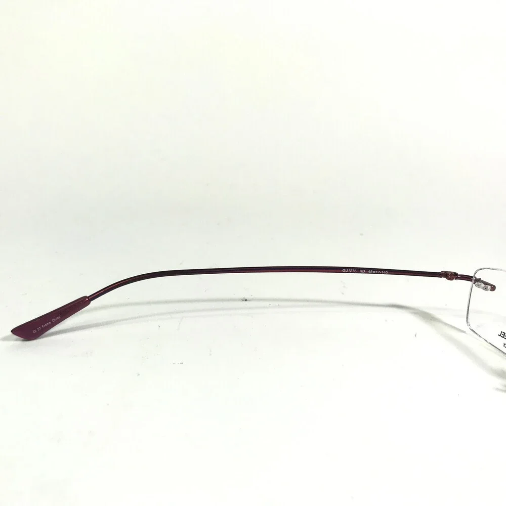 Guess Eyeglasses Frames GU1275 RD Red Rectangular Rimless 48-17-140